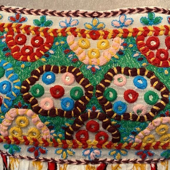 ZARA Multicolor Embroidered Strappy Back Boho Mini Dress NWT XS - Picture 3 of 12